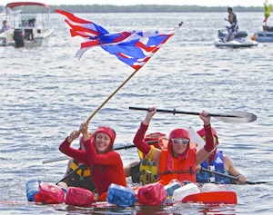 Prizes are awarded in categories such as best-costumed crew, most creative vessel, fastest vessel, best hard-luck story and vessel containing the most participants that still floats. 